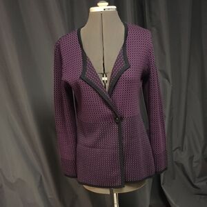 Pendleton Purple And Black Sweater with Notched Lapel and Tailored Fit